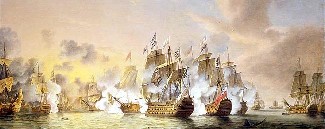 French fleet being smashed to pieces